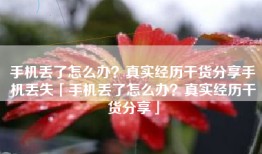 手机丢了怎么办？真实经历干货分享手机丢失「手机丢了怎么办？真实经历干货分享」