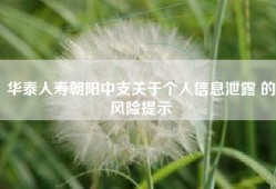 华泰人寿朝阳中支关于个人信息泄露 的风险提示